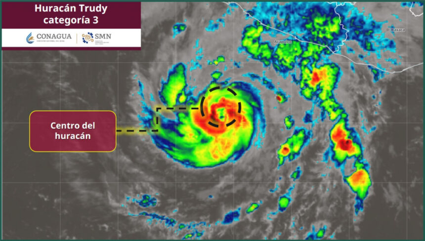 Huracán “Trudy” se intensifica a categoría 3