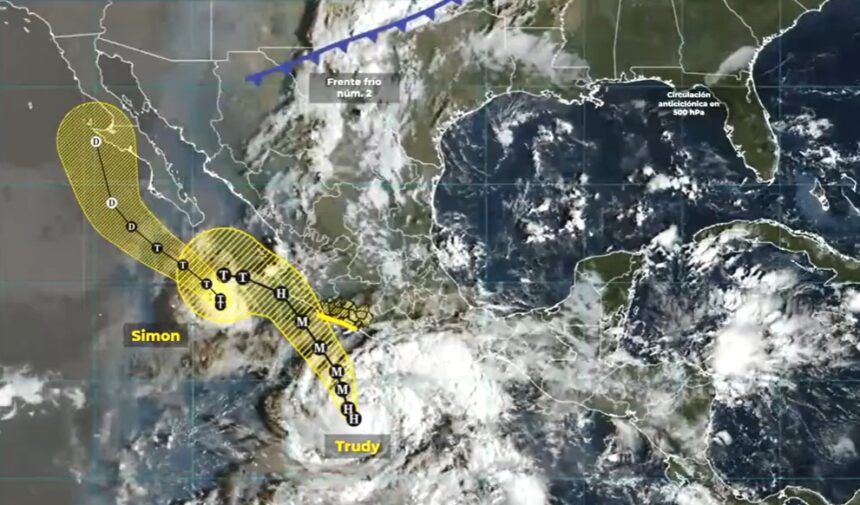 Alertan por 'Trudy'; ya es huracán categoría 1 y entra Frente Frío 2